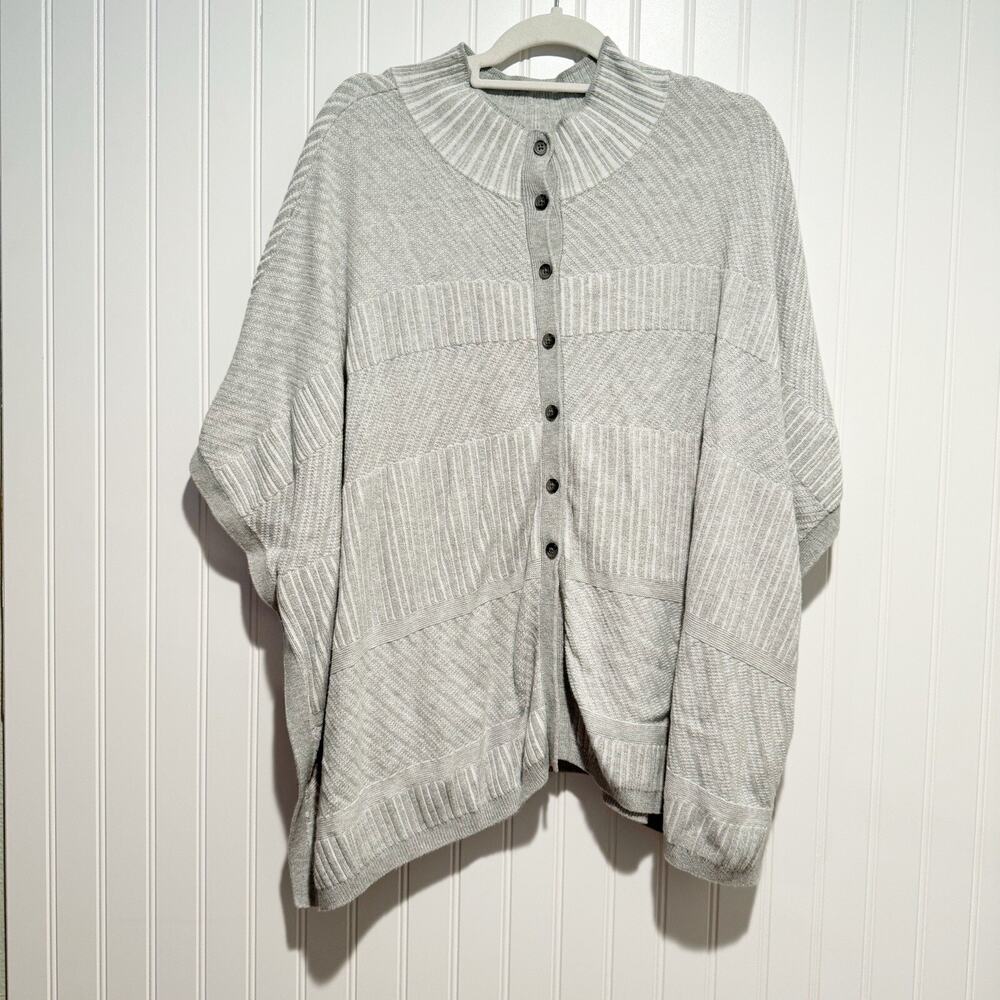Loft Gray Knit Poncho Sweater Size Medium - Picture 1 of 6